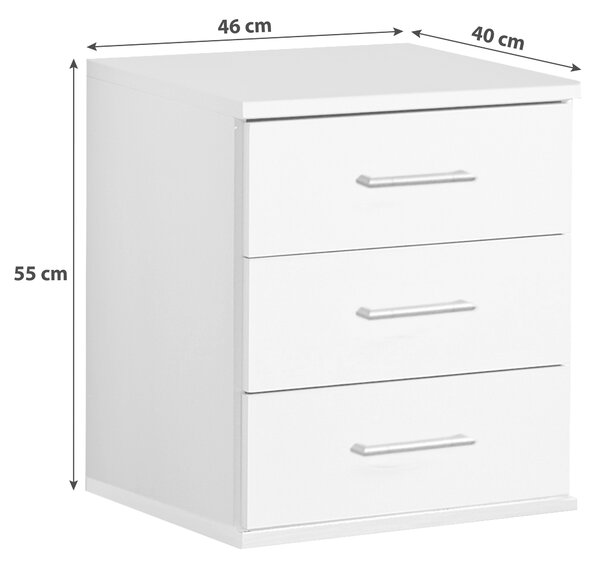 NOČNÍ STOLEK, bílá, 46/55/40 cm MID.YOU, Online Only