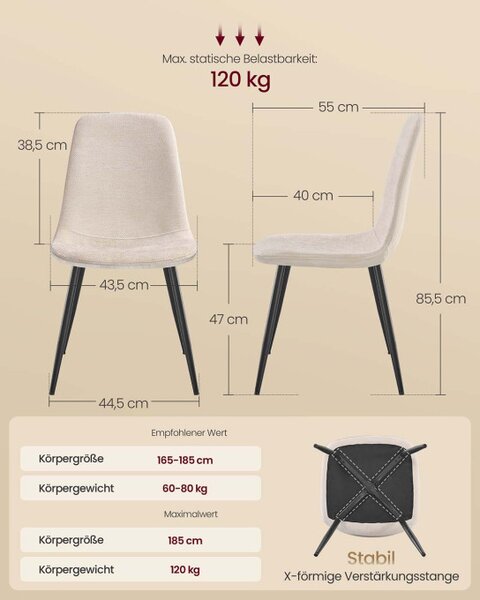 Set čtyř jídelních židlí KDC188W01 (4 ks)