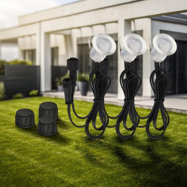 BRILONER CONNECT TO SHINE prodlužovací sada Kebony 3ks LED zapuštěných svítidel do země, IP67 3913032