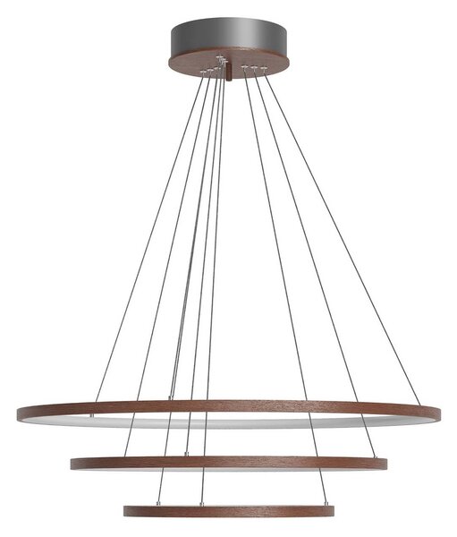 By Rydéns Závěsné světlo Trione od Rydens, ořech, Ø 80 cm, dřevo, stmívatelný, Tmavé dřevo, Obývací pokoj / jídelna, Dřevo, Moderní