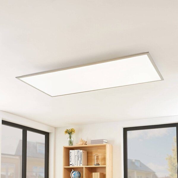 Lindby LED panel Stenley, 4 000 K, 120 cm x 60 cm, stříbrná/bílá, Bílá / opál, Kuchyň, Plast, Moderní