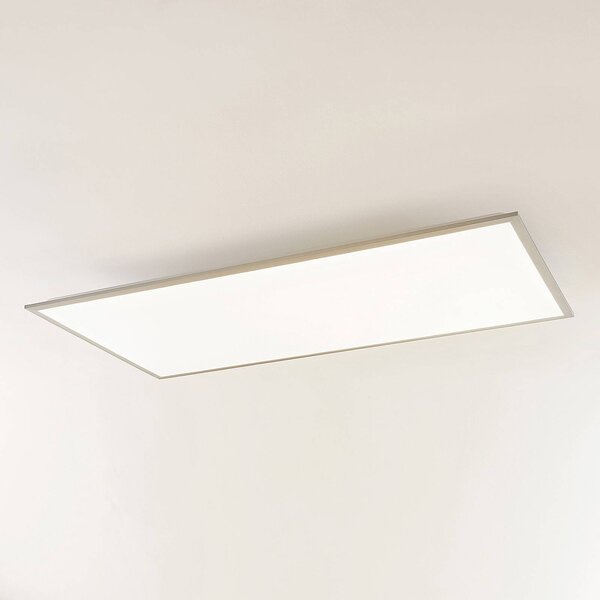 Lindby LED panel Stenley, 4 000 K, 120 cm x 60 cm, stříbrná/bílá, Bílá / opál, Kuchyň, Plast, Moderní
