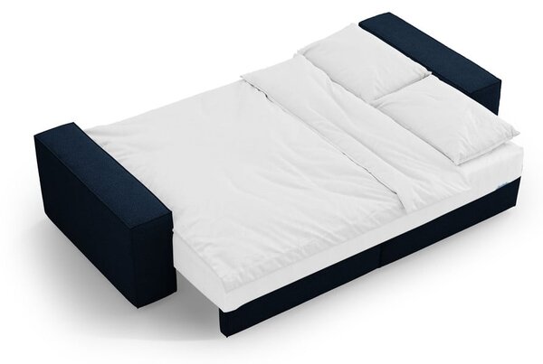 Tmavě modrá rozkládací pohovka z textilie bouclé 247 cm Jodie – Micadoni Home
