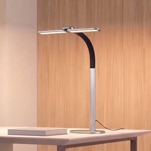 Arcchio LED stolní lampa Fynnon, GRAU, stmívatelné, stmívatelný, Hliník / šedá / zinek, Pracovna / kancelář, kov, Moderní