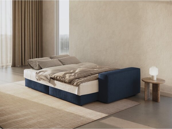 Tmavě modrá rozkládací pohovka z textilie bouclé 247 cm Jodie – Micadoni Home