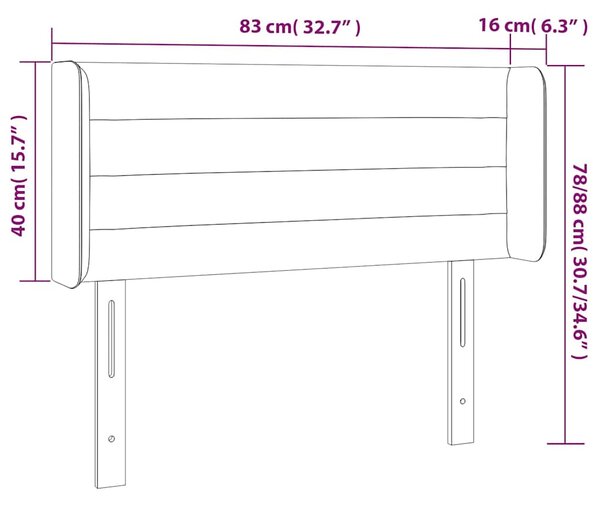 Čelo postele s LED tmavě zelené 83 x 16 x 78/88 cm samet 3123409