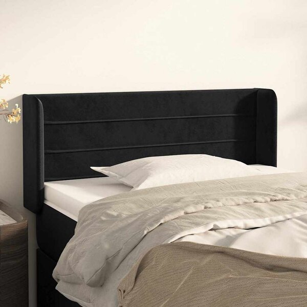 Čelo postele typu ušák černé 83 x 16 x 78/88 cm samet 3118940