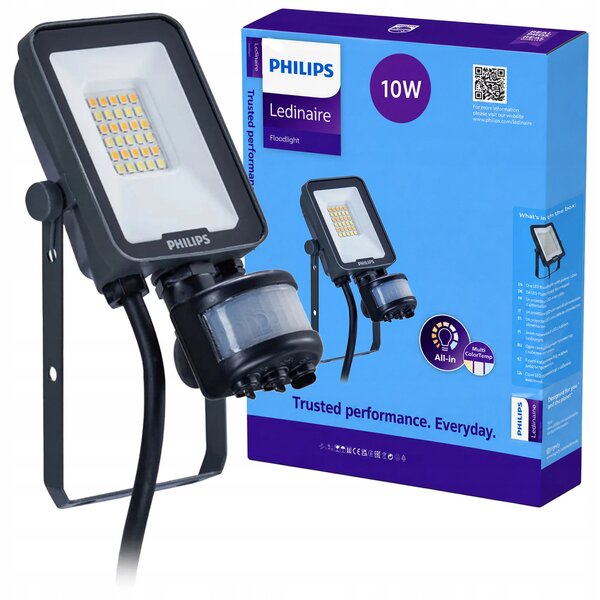 LED halogenový reflektor 10W 1200lm IP65 s pohybovým senzorem PHILIPS LEDINAIRE