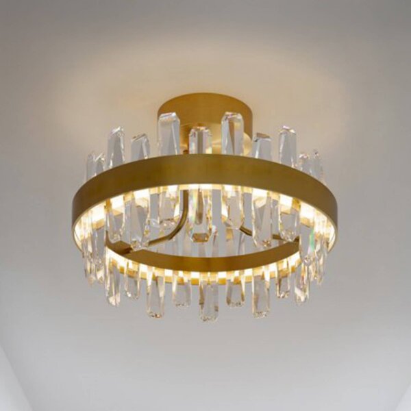By Rydéns LED stropní svítidlo Triumph od Rydens, mosaz, čiré, Ø 50 cm, stmívatelný, Mosaz / zlato, Obývací pokoj / jídelna, Sklo, Moderní