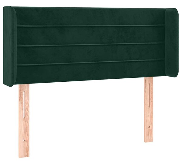 Čelo postele s LED tmavě zelené 83 x 16 x 78/88 cm samet 3123409