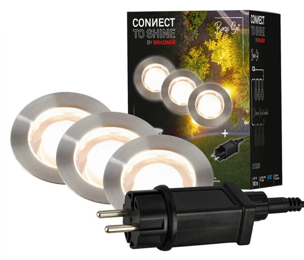 BRILONER CONNECT TO SHINE startovací sada Padouk 3ks LED zapuštěných svítidel do země, IP67 3914032