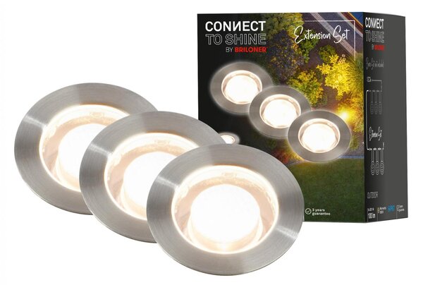 BRILONER CONNECT TO SHINE prodlužovací sada Tilia 3ks LED zapuštěných svítidel do země, IP67 3917032