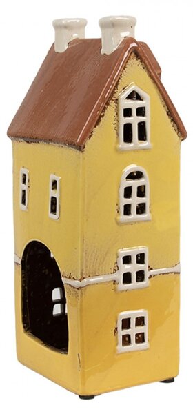 Žlutý keramický domeček na čajovou svíčku Houthem XXVIX – 11x9x25 cm