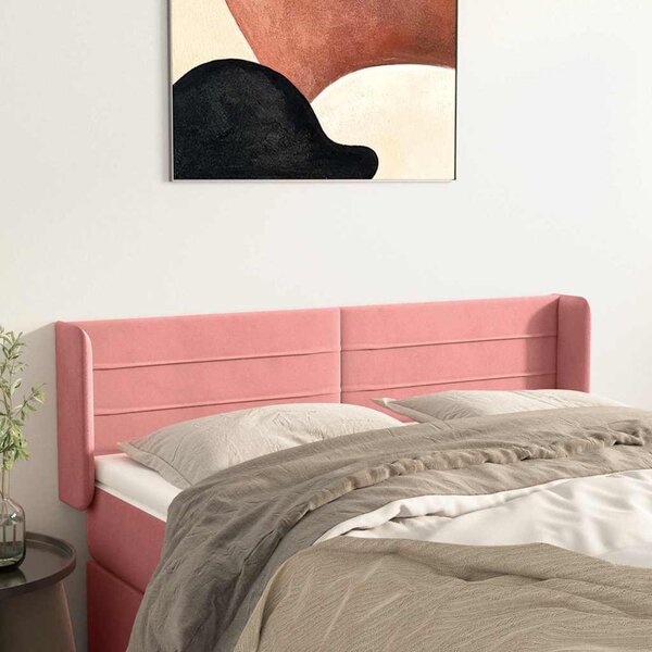 Čelo postele typu ušák růžová 147x16x78/88 cm samet 3118961