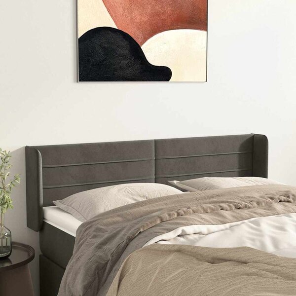 Čelo postele typu ušák tmavě šedé 147x16x78/88 cm samet 3118957