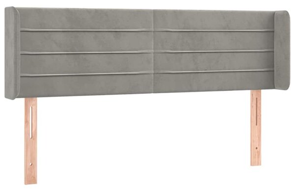 Čelo postele s LED světle šedé 147 x 16 x 78/88 cm samet 3123424