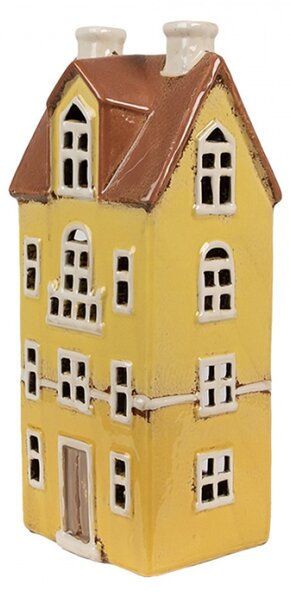 Žlutý keramický domeček na čajovou svíčku Houthem XXVIX – 11x9x25 cm