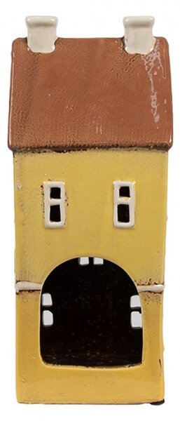 Žlutý keramický domeček na čajovou svíčku Houthem XXVIX – 11x9x25 cm