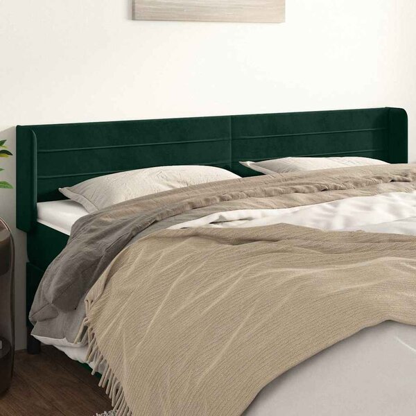 Čelo postele typu ušák tmavě zelená 163x16x78/88 cm samet 3118965