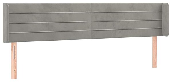 Čelo postele s LED světle šedé 203 x 16 x 78/88 cm samet 3123442