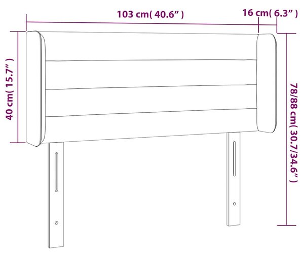 Čelo postele s LED krémové 103 x 16 x 78/88 cm textil 3123371