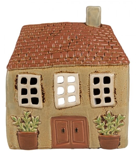 Zelený keramický domeček na čajovou svíčku Houthem XXIII – 17x10x19 cm