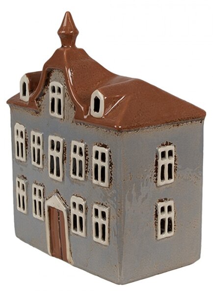 Modrý keramický domeček na čajovou svíčku Houthem XI – 16x9x20 cm