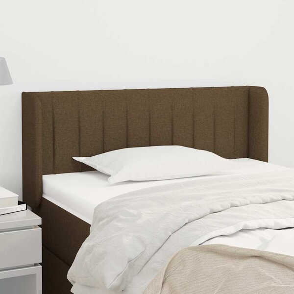Čelo postele typu ušák tmavě hnědé 83 x 16 x 78/88 cm textil 3118983