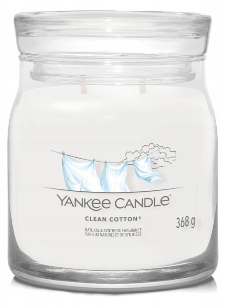 YANKEE CANDLE SIGNATURE VONNÁ SVÍČKA SOJOVÁ Clean Cotton STŘEDNÍ 368g