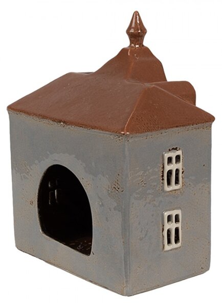 Modrý keramický domeček na čajovou svíčku Houthem XI – 16x9x20 cm
