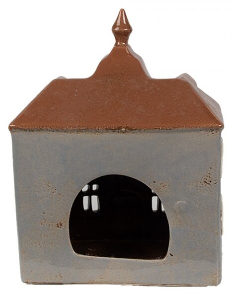 Modrý keramický domeček na čajovou svíčku Houthem XI – 16x9x20 cm