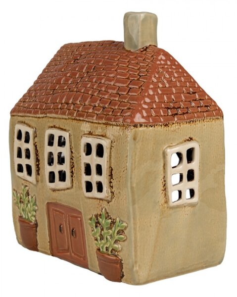 Zelený keramický domeček na čajovou svíčku Houthem XXIII – 17x10x19 cm