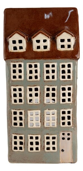 Šedý keramický domeček na čajovou svíčku Houthem XIV – 15x11x30 cm