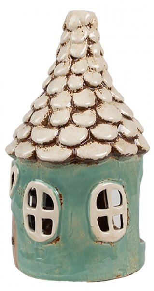 Tyrkysový keramický domeček na čajovou svíčku Houthem IV – 11x20 cm