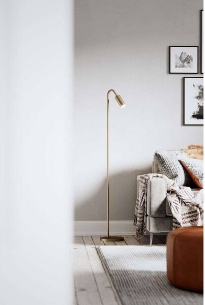 By Rydéns Stojací lampa Curve Rydéns, matná zlatá, kov, GU10, Mosaz / zlato, Obývací pokoj / jídelna, kov, Moderní, stojací lampa
