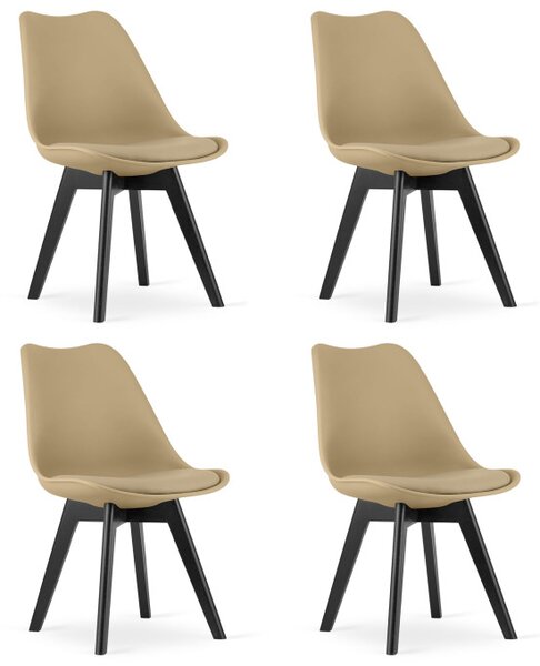 Set čtyř jídelních židlí MARK světle béžový - černé nohy (4 ks)