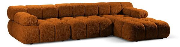 Oranžová modulární rohová pohovka z textilie bouclé (pravý roh) Bellis – Micadoni Home