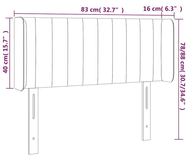 Čelo postele s LED modré 83 x 16 x 78/88 cm textil 3123454