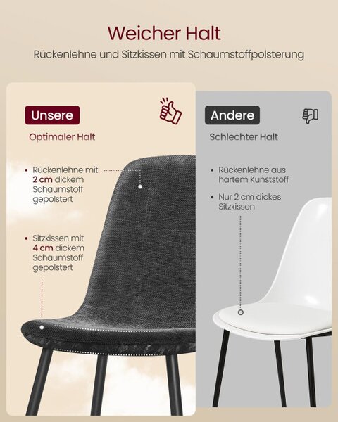 Set čtyř jídelních židlí tmavě šedý (4 ks)
