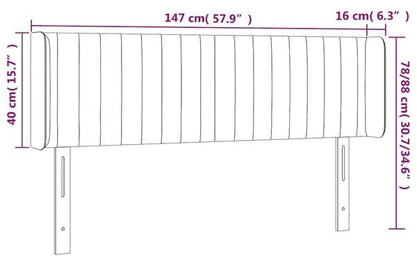 Čelo postele typu ušák tmavě zelená 147x16x78/88 cm samet 3119057