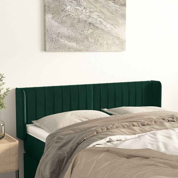 Čelo postele typu ušák tmavě zelená 147x16x78/88 cm samet 3119057