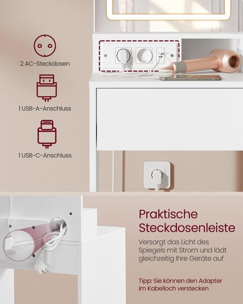 Toaletní stolek s LED zrcadlem RDT138W01