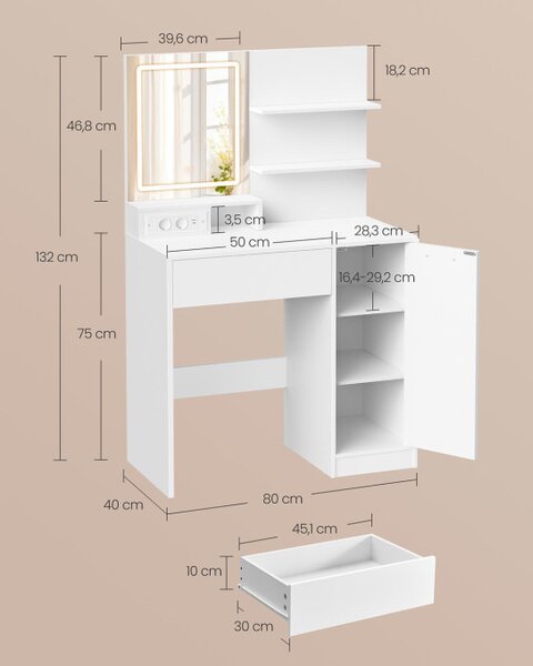 Toaletní stolek s LED zrcadlem RDT138W01