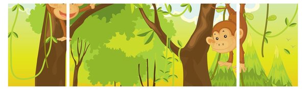 Obraz - Opičáci (170x50 cm)