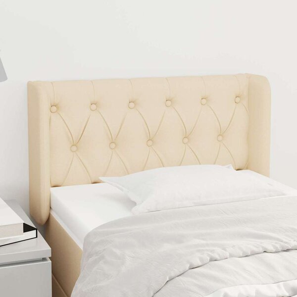 Čelo postele typu ušák krémové 83 x 16 x 78/88 cm textil 3119083