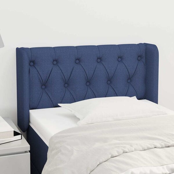 Čelo postele typu ušák modré 83 x 16 x 78/88 cm textil 3119084