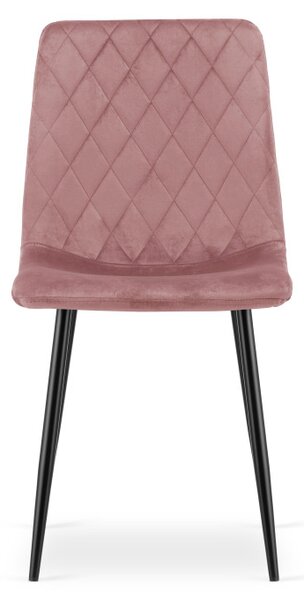 Set čtyř jídelních židlí TURIN sametový růžový (černé nohy) 4 ks