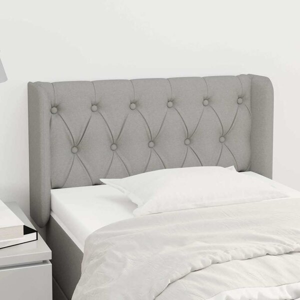 Čelo postele typu ušák světle šedé 83x16x78/88 cm textil 3119078