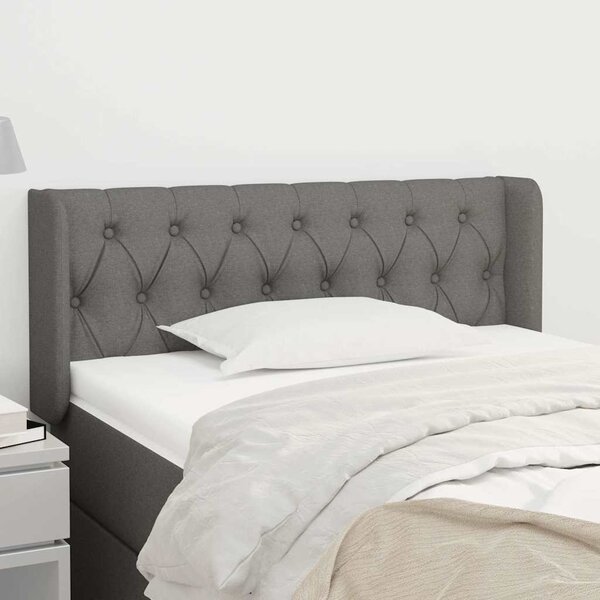 Čelo postele typu ušák tmavě šedé 103x16x78/88 cm textil 3119095