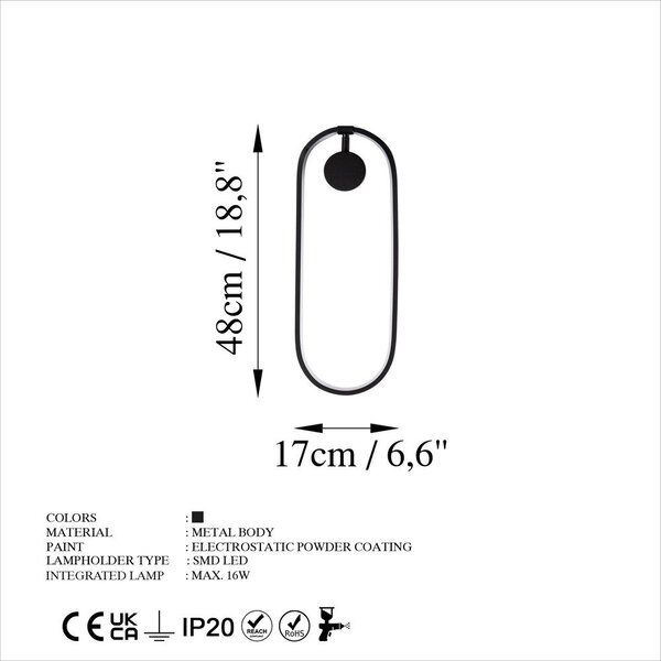 Černé LED nástěnné svítidlo Can – Opviq lights